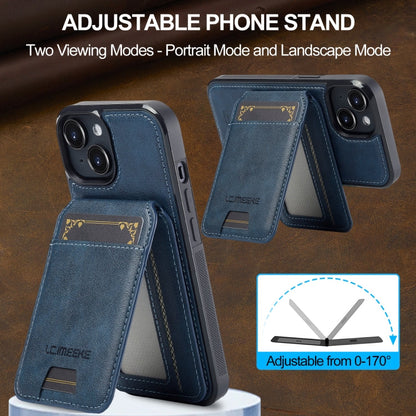 For iPhone 14 / 13 LC.IMEEKE L3 Series Detachable RFID Card Bag Magsafe Phone Case(Blue)