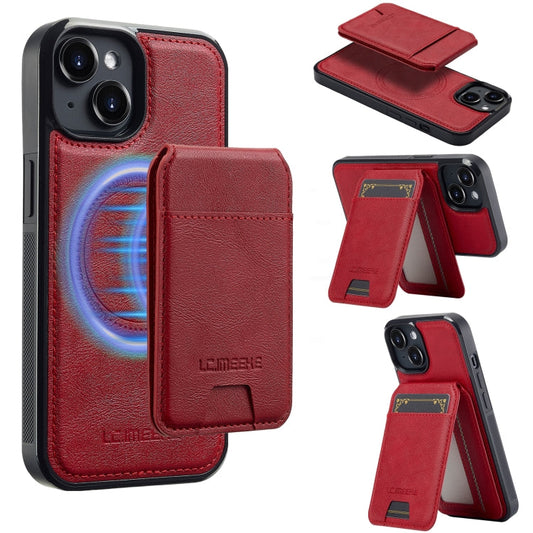 Pour iPhone 14 / 13 LC.IMEEKE L3 Série Étui de téléphone Magsafe détachable avec portefeuille RFID (Rouge)