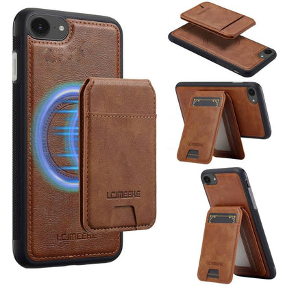 For iPhone 17e / 16e LC.IMEEKE L3 Series Detachable RFID Card Bag Magsafe Phone Case(Brown)