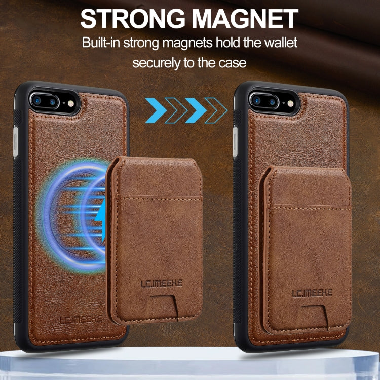 For iPhone 17e / 16e LC.IMEEKE L3 Series Detachable RFID Card Bag Magsafe Phone Case(Brown)