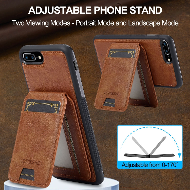 For iPhone 17e / 16e LC.IMEEKE L3 Series Detachable RFID Card Bag Magsafe Phone Case(Brown)