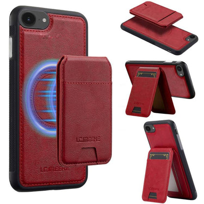 For iPhone 17e / 16e LC.IMEEKE L3 Series Detachable RFID Card Bag Magsafe Phone Case(Red)