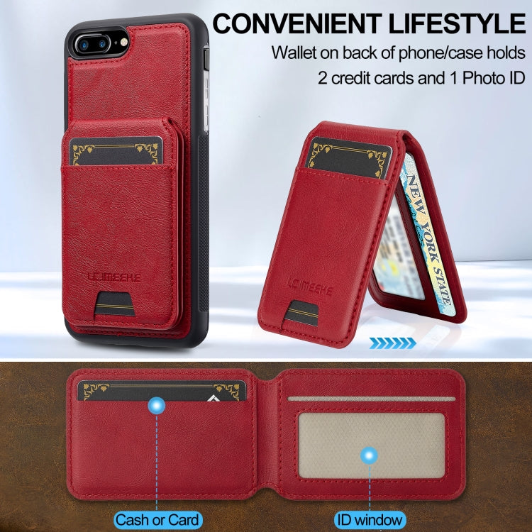 For iPhone 17e / 16e LC.IMEEKE L3 Series Detachable RFID Card Bag Magsafe Phone Case(Red)
