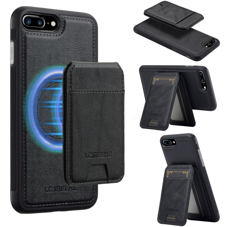 For iPhone SE 2022 / 2020 LC.IMEEKE L3 Series Detachable RFID Card Bag Magsafe Phone Case(Black)