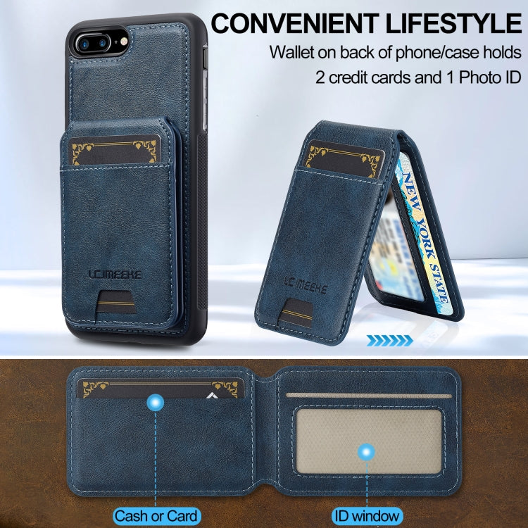 For iPhone SE 2022 / 2020 LC.IMEEKE L3 Series Detachable RFID Card Bag Magsafe Phone Case(Blue)