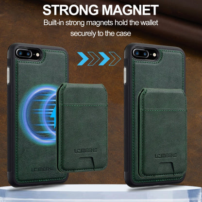For iPhone SE 2022 / 2020 LC.IMEEKE L3 Series Detachable RFID Card Bag Magsafe Phone Case(Green)