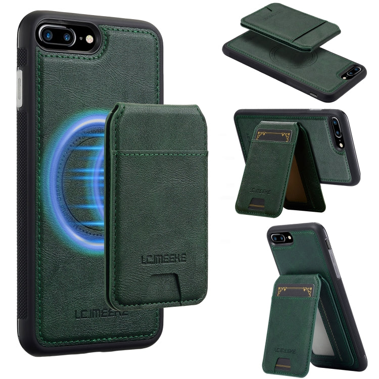 For iPhone SE 2022 / 2020 LC.IMEEKE L3 Series Detachable RFID Card Bag Magsafe Phone Case(Green)