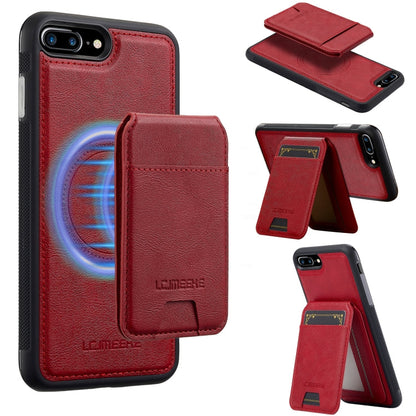 For iPhone SE 2022 / 2020 LC.IMEEKE L3 Series Detachable RFID Card Bag Magsafe Phone Case(Red)