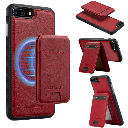 For iPhone SE 2022 / 2020 LC.IMEEKE L3 Series Detachable RFID Card Bag Magsafe Phone Case(Red)