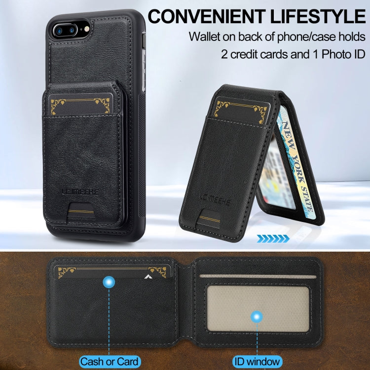 For iPhone 8 Plus / 7 Plus LC.IMEEKE L3 Series Detachable RFID Card Bag Magsafe Phone Case(Black)