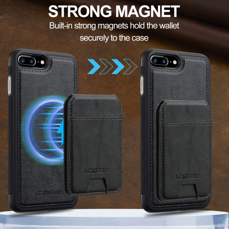 For iPhone 8 Plus / 7 Plus LC.IMEEKE L3 Series Detachable RFID Card Bag Magsafe Phone Case(Black)