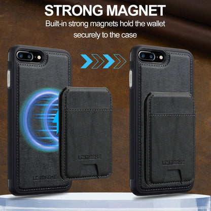 For iPhone 8 Plus / 7 Plus LC.IMEEKE L3 Series Detachable RFID Card Bag Magsafe Phone Case(Black)