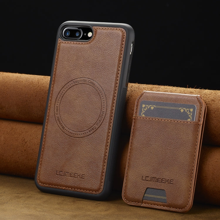 For iPhone 8 Plus / 7 Plus LC.IMEEKE L3 Series Detachable RFID Card Bag Magsafe Phone Case(Brown)