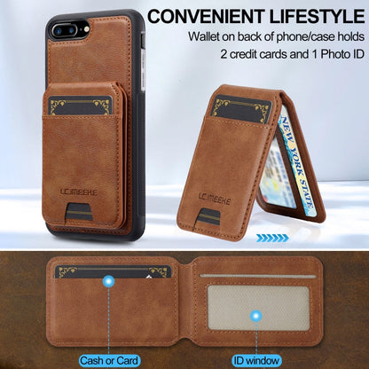 For iPhone 8 Plus / 7 Plus LC.IMEEKE L3 Series Detachable RFID Card Bag Magsafe Phone Case(Brown)