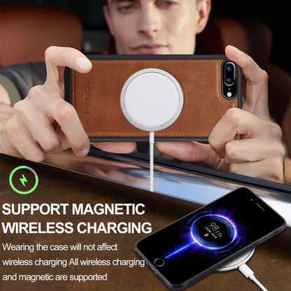 For iPhone 8 Plus / 7 Plus LC.IMEEKE L3 Series Detachable RFID Card Bag Magsafe Phone Case(Brown)