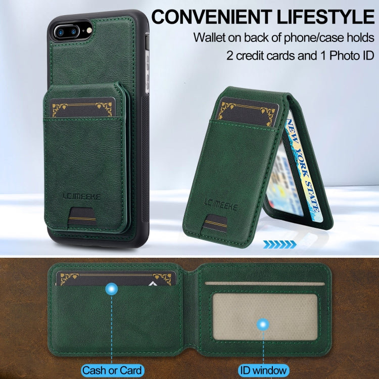For iPhone 8 Plus / 7 Plus LC.IMEEKE L3 Series Detachable RFID Card Bag Magsafe Phone Case(Green)