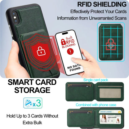 For iPhone XS / X LC.IMEEKE L3 Series Detachable RFID Card Bag Magsafe Phone Case(Green)