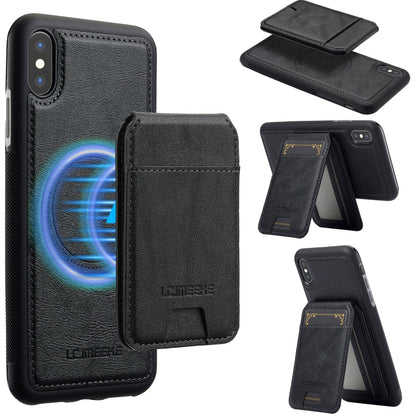 For iPhone XS Max LC.IMEEKE L3 Series Detachable RFID Card Bag Magsafe Phone Case(Black)