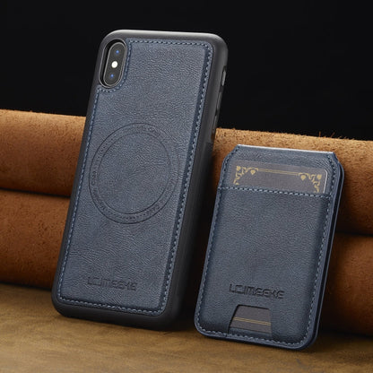 For iPhone XS Max LC.IMEEKE L3 Series Detachable RFID Card Bag Magsafe Phone Case(Blue)