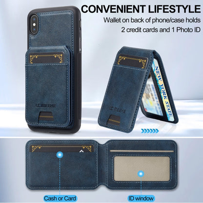 For iPhone XS Max LC.IMEEKE L3 Series Detachable RFID Card Bag Magsafe Phone Case(Blue)