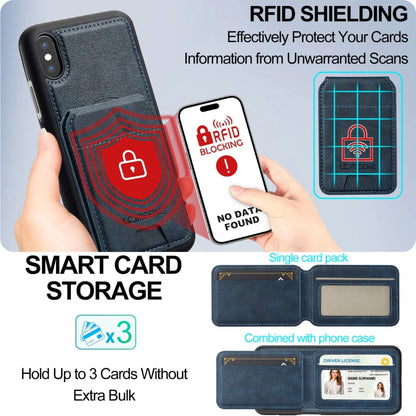 For iPhone XR LC.IMEEKE L3 Series Detachable RFID Card Bag Magsafe Phone Case(Blue)
