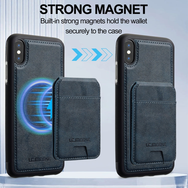 For iPhone XR LC.IMEEKE L3 Series Detachable RFID Card Bag Magsafe Phone Case(Blue)