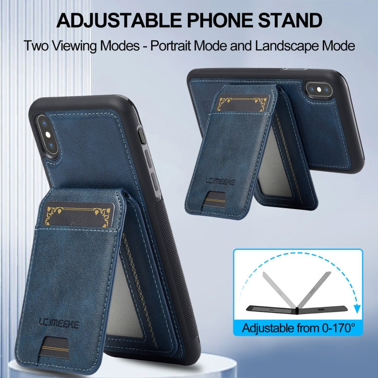 For iPhone XR LC.IMEEKE L3 Series Detachable RFID Card Bag Magsafe Phone Case(Blue)