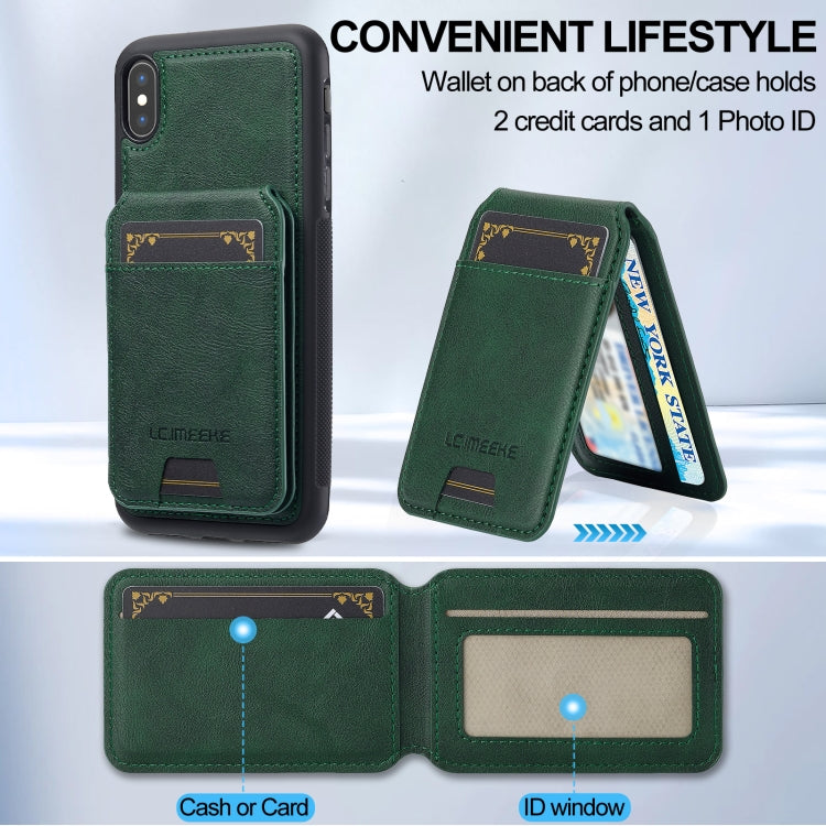 For iPhone XR LC.IMEEKE L3 Series Detachable RFID Card Bag Magsafe Phone Case(Green)