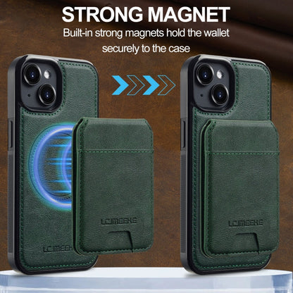 For iPhone 13 mini LC.IMEEKE L3 Series Detachable RFID Card Bag Magsafe Phone Case(Green)