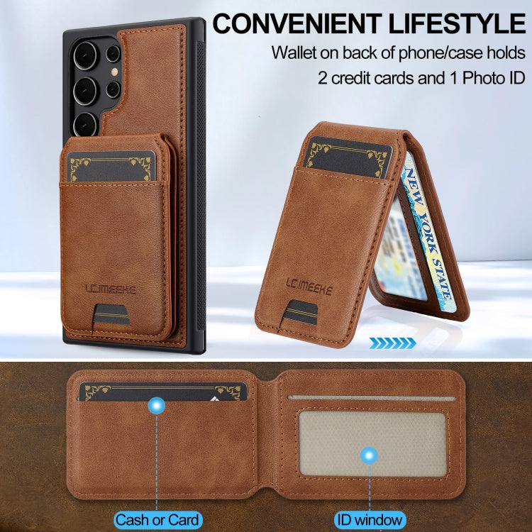 For Samsung Galaxy S24 Ultra 5G LC.IMEEKE L3 Series Detachable RFID Card Bag Magsafe Phone Case(Brown)