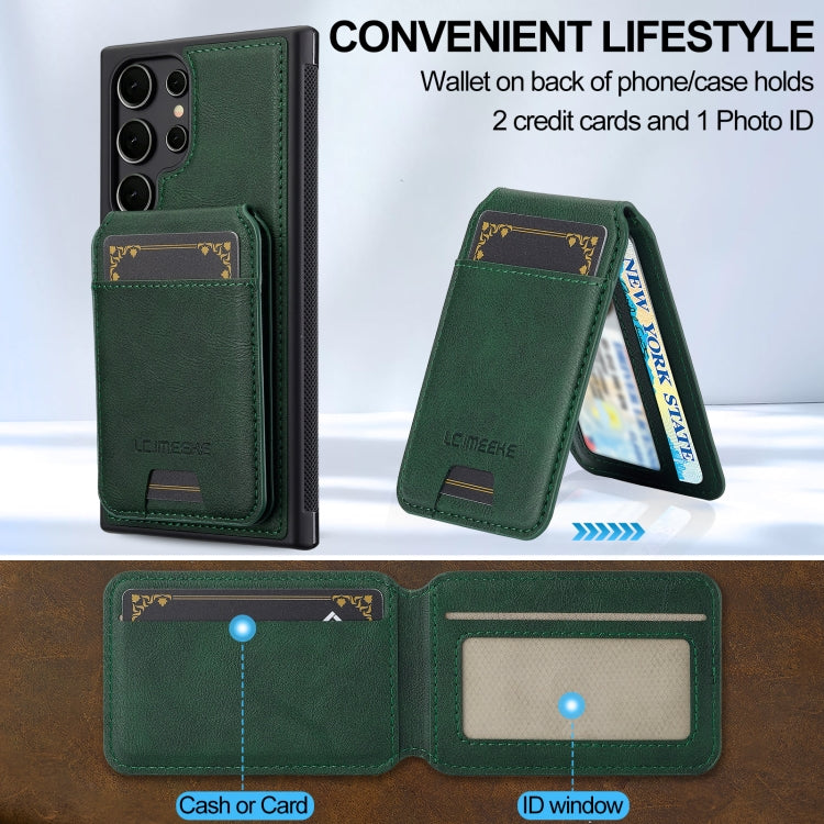 For Samsung Galaxy S24 Ultra 5G LC.IMEEKE L3 Series Detachable RFID Card Bag Magsafe Phone Case(Green)