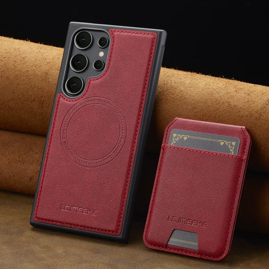 For Samsung Galaxy S24 Ultra 5G LC.IMEEKE L3 Series Detachable RFID Card Bag Magsafe Phone Case(Red)