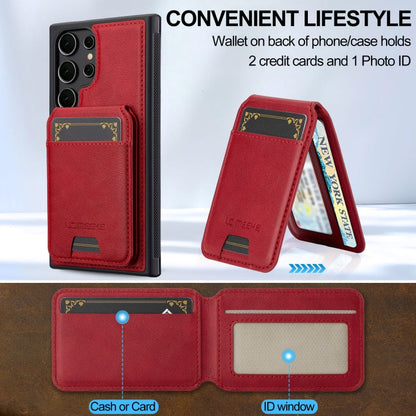 For Samsung Galaxy S24 Ultra 5G LC.IMEEKE L3 Series Detachable RFID Card Bag Magsafe Phone Case(Red)