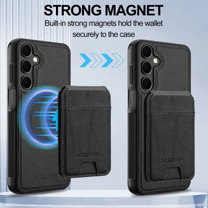 For Samsung Galaxy S24+ 5G LC.IMEEKE L3 Series Detachable RFID Card Bag Magsafe Phone Case(Black)