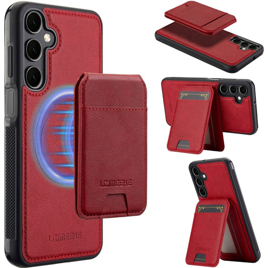 For Samsung Galaxy S24+ 5G LC.IMEEKE L3 Series Detachable RFID Card Bag Magsafe Phone Case(Red)
