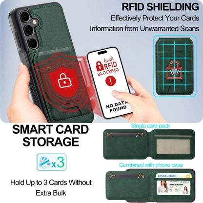For Samsung Galaxy S24 5G LC.IMEEKE L3 Series Detachable RFID Card Bag Magsafe Phone Case(Green)