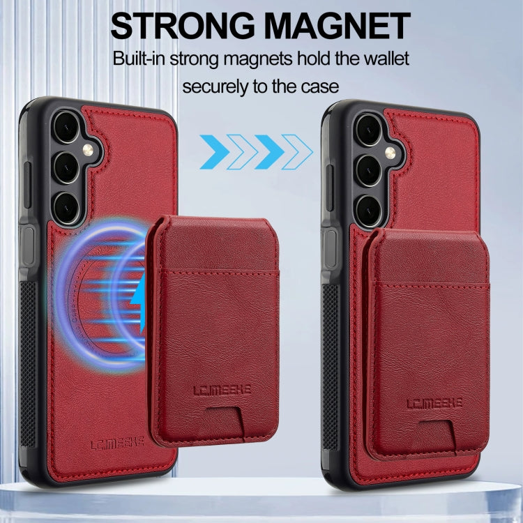 For Samsung Galaxy S24 5G LC.IMEEKE L3 Series Detachable RFID Card Bag Magsafe Phone Case(Red)