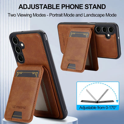 For Samsung Galaxy S24 FE 5G LC.IMEEKE L3 Series Detachable RFID Card Bag Magsafe Phone Case(Brown)