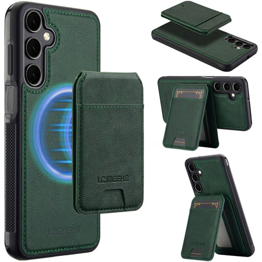 For Samsung Galaxy S24 FE 5G LC.IMEEKE L3 Series Detachable RFID Card Bag Magsafe Phone Case(Green)