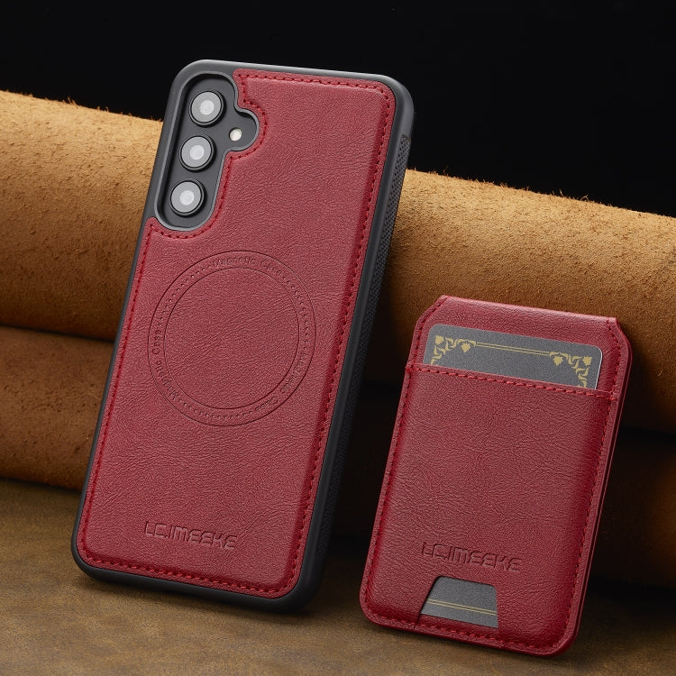 For Samsung Galaxy S24 FE 5G LC.IMEEKE L3 Series Detachable RFID Card Bag Magsafe Phone Case(Red)