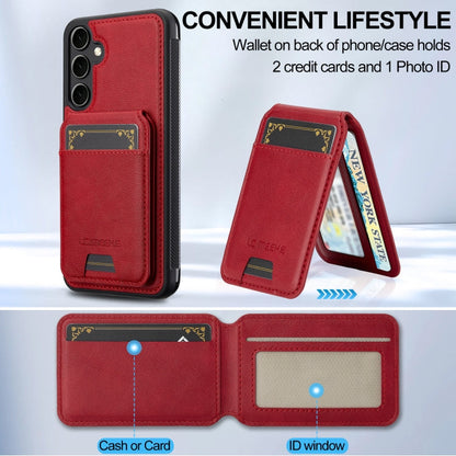 For Samsung Galaxy S24 FE 5G LC.IMEEKE L3 Series Detachable RFID Card Bag Magsafe Phone Case(Red)