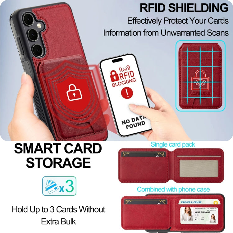 For Samsung Galaxy S24 FE 5G LC.IMEEKE L3 Series Detachable RFID Card Bag Magsafe Phone Case(Red)