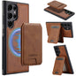 For Samsung Galaxy S23 Ultra 5G LC.IMEEKE L3 Series Detachable RFID Card Bag Magsafe Phone Case(Brown)
