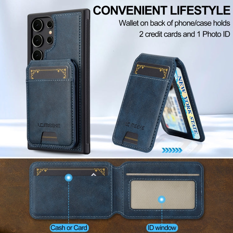 For Samsung Galaxy S23 Ultra 5G LC.IMEEKE L3 Series Detachable RFID Card Bag Magsafe Phone Case(Blue)