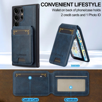 For Samsung Galaxy S23 Ultra 5G LC.IMEEKE L3 Series Detachable RFID Card Bag Magsafe Phone Case(Blue)