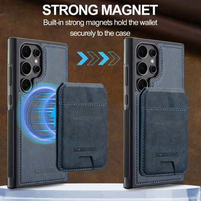 For Samsung Galaxy S23 Ultra 5G LC.IMEEKE L3 Series Detachable RFID Card Bag Magsafe Phone Case(Blue)