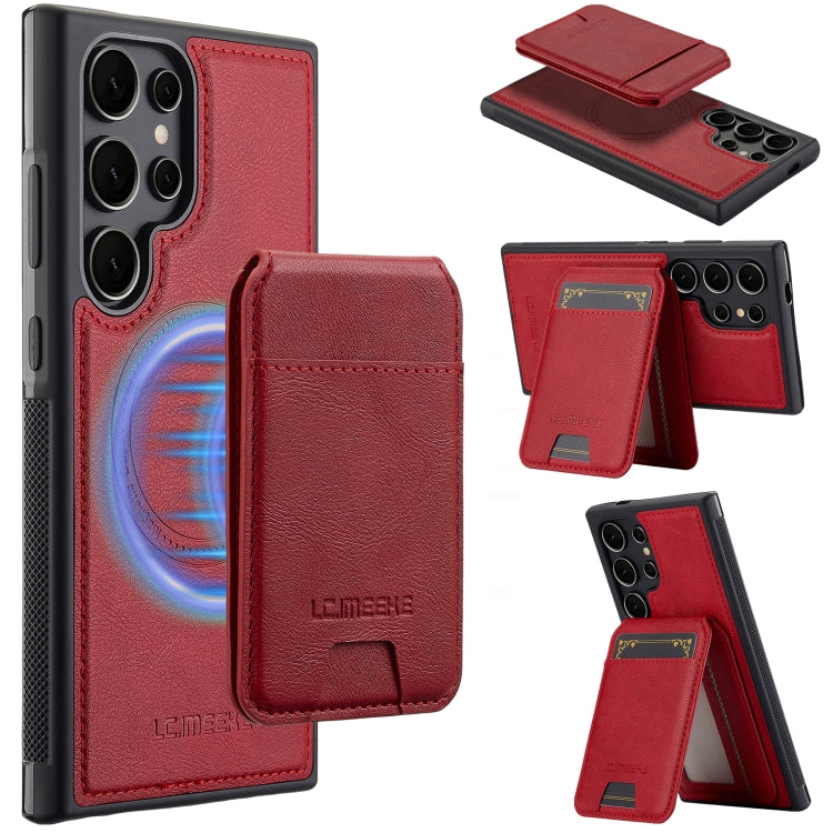 Pour Samsung Galaxy S23 Ultra 5G LC.IMEEKE Série L3 Étui de Téléphone Magsafe Amovible avec Porte-Cartes RFID (Rouge)