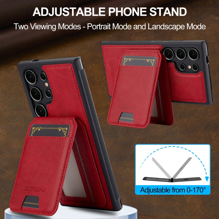 Pour Samsung Galaxy S23 Ultra 5G LC.IMEEKE Série L3 Étui de Téléphone Magsafe Amovible avec Porte-Cartes RFID (Rouge)