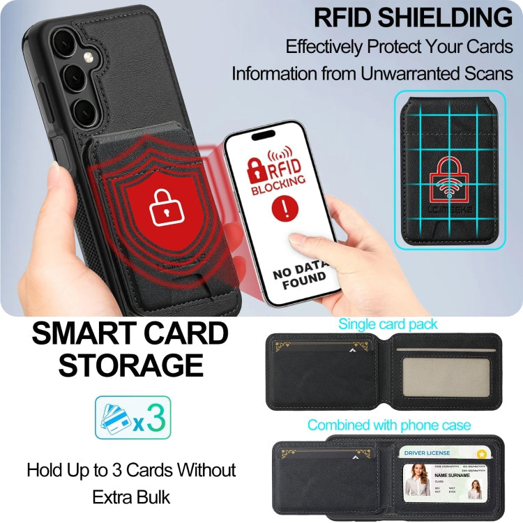 For Samsung Galaxy S23 FE 5G LC.IMEEKE L3 Series Detachable RFID Card Bag Magsafe Phone Case(Black)