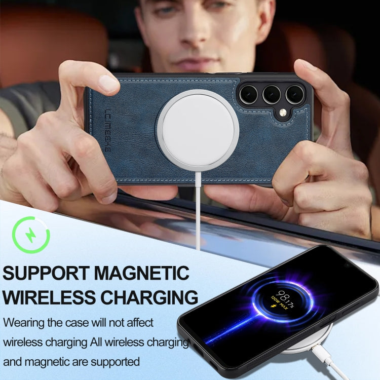 For Samsung Galaxy S23 FE 5G LC.IMEEKE L3 Series Detachable RFID Card Bag Magsafe Phone Case(Blue)